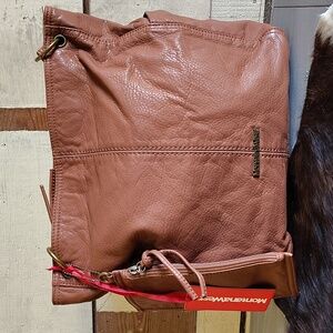 Montana West PU faux leather brown hobo bag with extra zip pouch  zip top